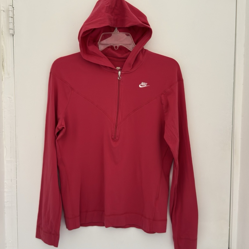 NIKE Sweatshirt Womens L Pink Hooded Athleisure Gym Warmup Activewear VTG 2000s